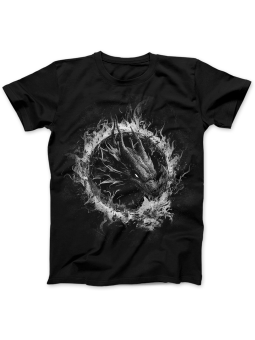 Koszulka Koszulka Damska Smok w Kręgu Ognia Czarna - Śmieszne T-Shirty z Nadrukami ?