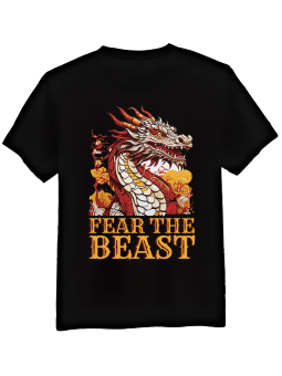 Koszulka Koszulka Męska Fear The Beast Czarna - Śmieszne T-Shirty z Nadrukami ?