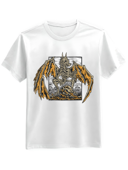 Koszulka Koszulka Męska Smok Szkielet Biała - Śmieszne T-Shirty z Nadrukami ?