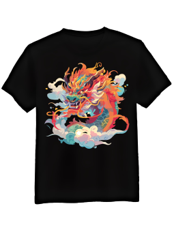 Koszulka Koszulka Męska Malowany Smok Czarna - Śmieszne T-Shirty z Nadrukami ?