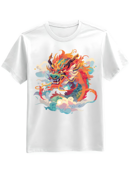 Koszulka Koszulka Męska Malowany Smok Biała - Śmieszne T-Shirty z Nadrukami ?