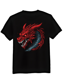 Koszulka Koszulka Męska Czerwony Smok Czarna - Śmieszne T-Shirty z Nadrukami ?