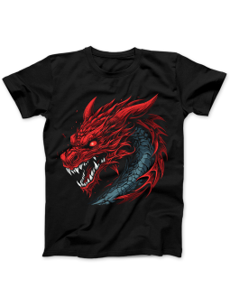 Koszulka Koszulka Damska Czerwony Smok Czarna - Śmieszne T-Shirty z Nadrukami ?