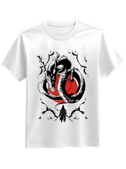 Koszulka Koszulka Męska Smok i Samuraj Biała - Śmieszne T-Shirty z Nadrukami ?