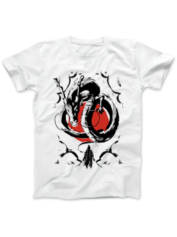 Koszulka Koszulka Damska Smok i Samuraj Biała - Śmieszne T-Shirty z Nadrukami ?