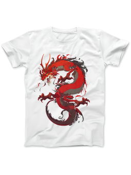 Koszulka Koszulka Damska Czerwony Groźny Smok Biała - Śmieszne T-Shirty z Nadrukami ?