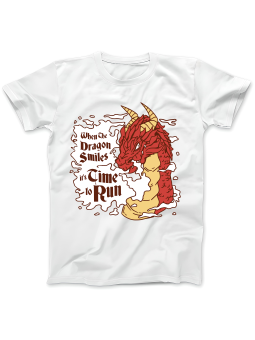 Koszulka Koszulka Damska When Dragon Smiles Biała - Śmieszne T-Shirty z Nadrukami ?