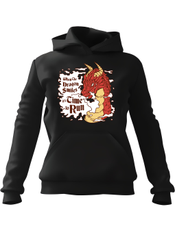 Bluza Damska z kapturem When Dragon Smiles Czarna - Modna Odzież z Nadrukami ?