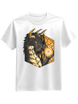 Koszulka Koszulka Męska Smok z Kostką RPG  Biała - Śmieszne T-Shirty z Nadrukami ?