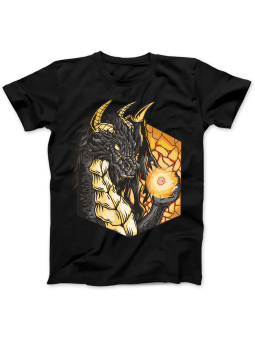 Koszulka Koszulka Damska Smok z Kostką RPG Czarna - Śmieszne T-Shirty z Nadrukami ?