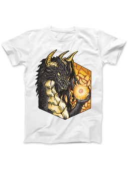 Koszulka Koszulka Damska Smok z Kostką RPG Biała - Śmieszne T-Shirty z Nadrukami ?