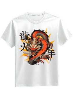 Koszulka Koszulka Męska Wściekły Chiński Smok Biała - Śmieszne T-Shirty z Nadrukami ?