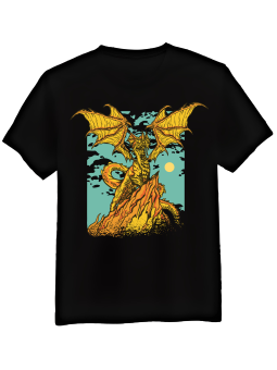 Koszulka Koszulka Męska Smok Na Skale Czarna - Śmieszne T-Shirty z Nadrukami ?