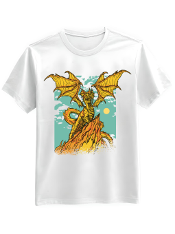 Koszulka Koszulka Męska Smok Na Skale Biała - Śmieszne T-Shirty z Nadrukami ?