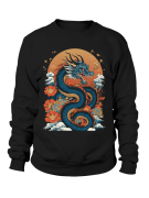 Bluza Męska Smok Na Pomarańczowym Tle Czarna - Śmieszne T-Shirty z Nadrukami ?