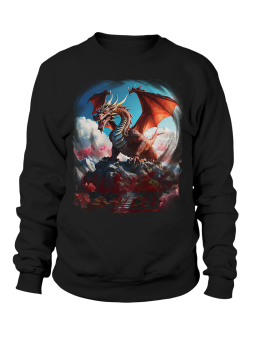 Bluza Damska Smok Na Wzgórzu Czarna - Śmieszne T-Shirty z Nadrukami ?