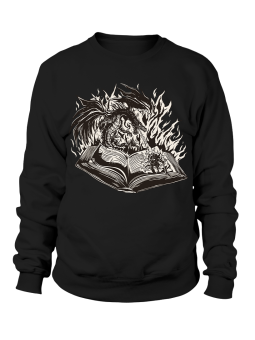 Bluza Męska Smok Ziejący z Książką - Śmieszne T-Shirty z Nadrukami ?