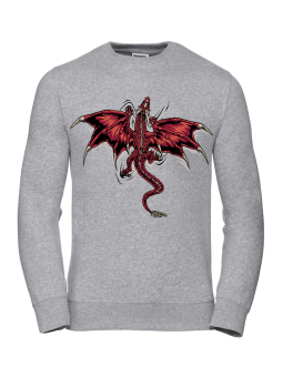 Bluza Męska Wspinający Się Smok Szara - Śmieszne T-Shirty z Nadrukami ?