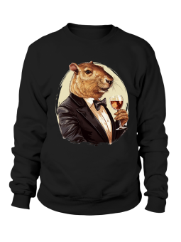 Bluza Damska Kapibara z Winem - Śmieszne T-Shirty z Nadrukami ?