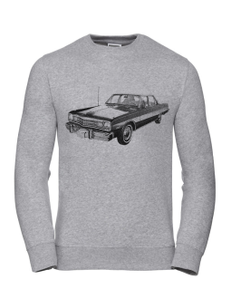 Bluza Damska Halftone Vintage Car Szara - Śmieszne T-Shirty z Nadrukami ?