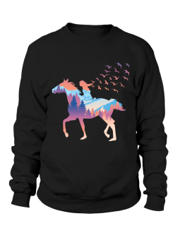 Bluza Damska Dziewczyna Na Koniu Góry - Śmieszne T-Shirty z Nadrukami ?