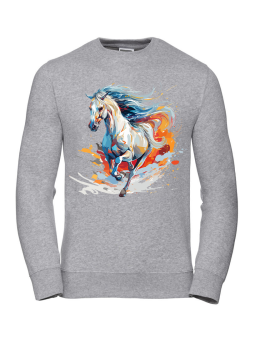 Bluza Damska Biały Koń Akwarela Szara - Śmieszne T-Shirty z Nadrukami ?