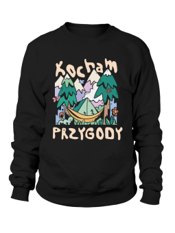 Bluza Damska Kocham Przygody Czarna - Śmieszne T-Shirty z Nadrukami ?