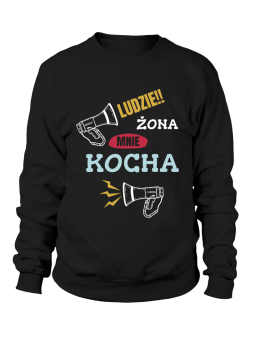 Bluza Męska Żona Mnie Kocha Czarna - Śmieszne T-Shirty z Nadrukami ?