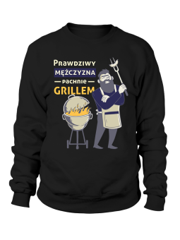Bluza Męska Prawdziwy Mężczyzna Pachnie Grillem - Śmieszne T-Shirty z Nadrukami ?