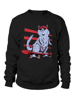 Bluza Damska Kot Skater - Śmieszne T-Shirty z Nadrukami ?