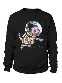Bluza Męska Kot Sphynx Astronauta Czarna - Śmieszne T-Shirty z Nadrukami ?