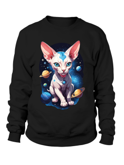 Bluza Damska Kot Sphynx w Kosmosie - Śmieszne T-Shirty z Nadrukami ?
