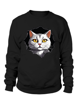 Bluza Męska Biały Kot w Dziurze - Śmieszne T-Shirty z Nadrukami ?