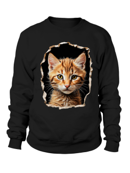 Bluza Męska Rudy Kot w Dziurze - Śmieszne T-Shirty z Nadrukami ?