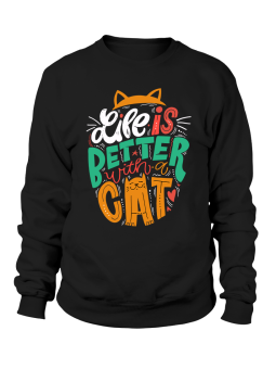 Bluza Męska Life Is Better With A Cat - Śmieszne T-Shirty z Nadrukami ?