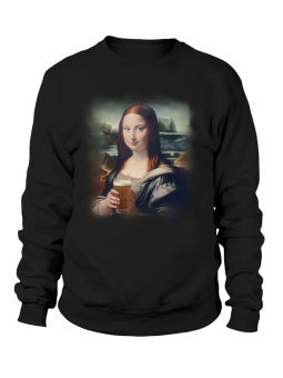 Bluza Męska Mona Lisa z Piwem Czarna - Śmieszne T-Shirty z Nadrukami ?