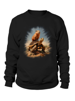 Bluza Męska Kapibara Na Żółwiu Czarna - Śmieszne T-Shirty z Nadrukami ?