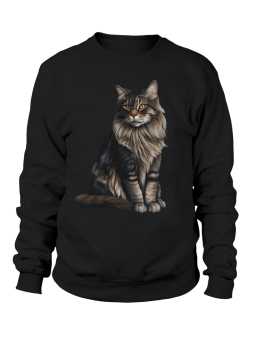 Bluza Damska Kot Maine Coon Czarna - Śmieszne T-Shirty z Nadrukami ?