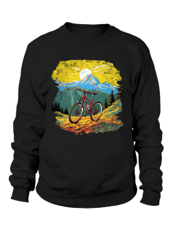 Bluza Damska Rower Na Tle Gór Czarna - Śmieszne T-Shirty z Nadrukami ?