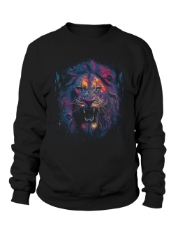 Bluza Damska Kolorowa Głowa Lwa Czarna - Śmieszne T-Shirty z Nadrukami ?