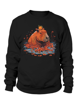 Bluza Męska Kapibara z Kwiatami Czarna - Śmieszne T-Shirty z Nadrukami ?