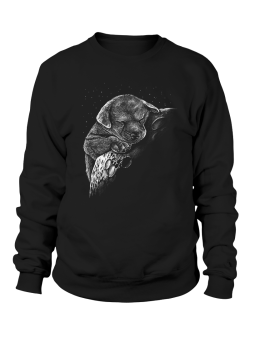 Bluza Męska Słodki Pies Na Księżycu Czarna - Śmieszne T-Shirty z Nadrukami ?