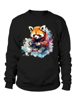 Bluza Damska Panda Grająca Na Konsoli Czarna - Śmieszne T-Shirty z Nadrukami ?