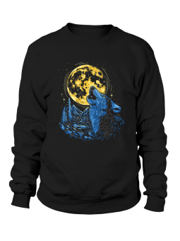 Bluza Męska Wilk w Balsku Księżyca Czarna - Śmieszne T-Shirty z Nadrukami ?