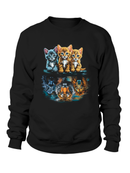 Bluza Damska Trzy Koty Czarna - Śmieszne T-Shirty z Nadrukami ?