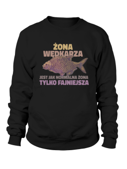 Bluza Damska Żona Wędkarza Czarna - Śmieszne T-Shirty z Nadrukami ?