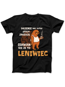 Koszulka Koszulka Damska Dzikie Zwierzę Leniwiec Czarna - Śmieszne T-Shirty z Nadrukami ?