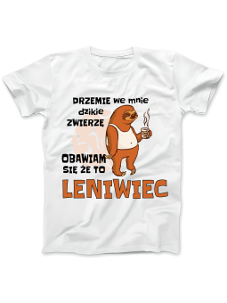 Koszulka Koszulka Damska Dzikie Zwierzę Leniwiec Biała - Śmieszne T-Shirty z Nadrukami ?