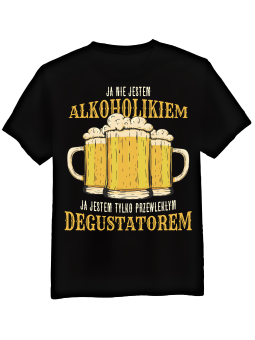 Koszulka Koszulka Męska Ja Nie Jestem Alkoholikiem Czarna - Śmieszne T-Shirty z Nadrukami ?