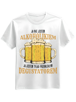 Koszulka Koszulka Męska Ja Nie Jestem Alkoholikiem Biała - Śmieszne T-Shirty z Nadrukami ?